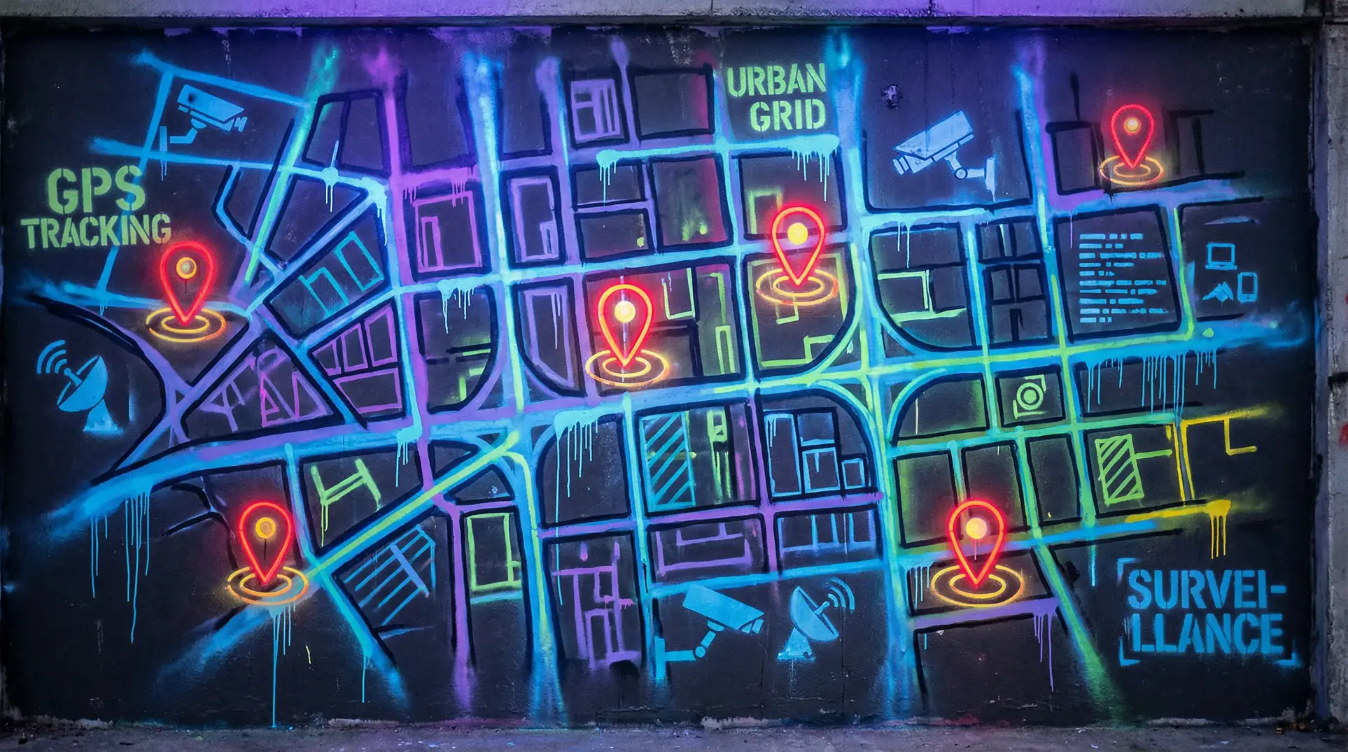 夜关门欲望之花下载 狗仔追踪地图 - 城市涂鸦风格
